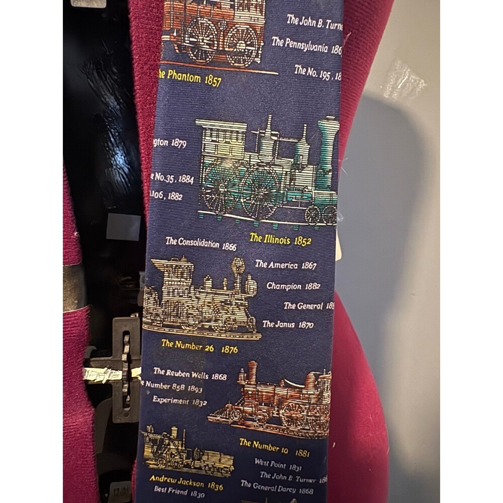 Alynn neckwear 100% silk American "Historical Locomotive"/dark blue 3.75